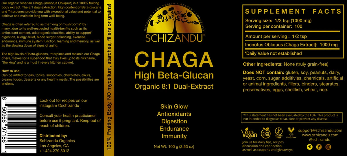 CHAGA Mushroom Extract 8:1, organic