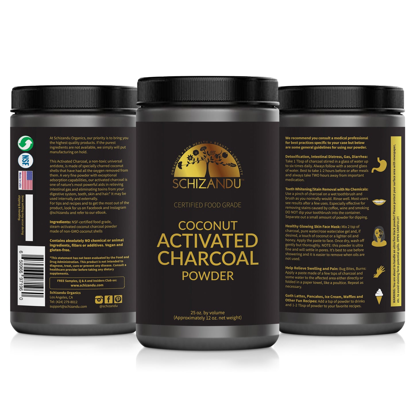 Activated Charcoal Powder, 100% Pure FOOD GRADE, large 32 oz Size Jar (10 oz by WEIGHT)